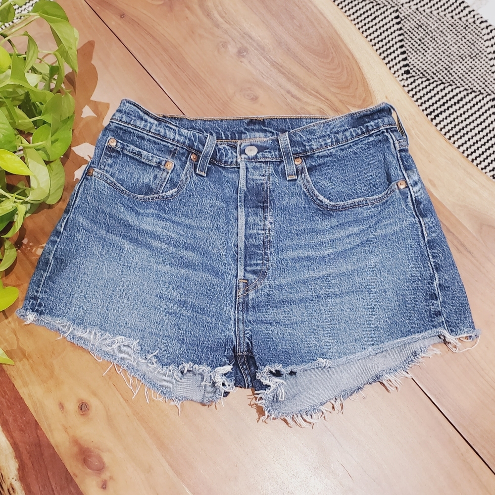 LEVIS (ARITZIA) 501 High Rise Denim Shorts Cut Offs (Fits Like a 27/28